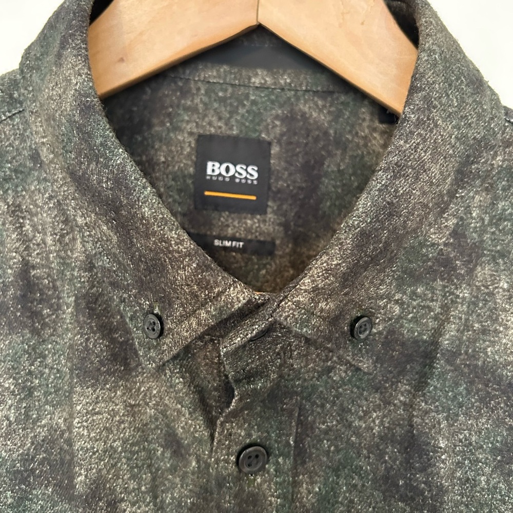 Hugo Boss Black, Green and Gray Casual Button Down Shirt